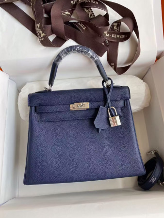 HERMÈS Kelly Silver-tone Hardware 25 28