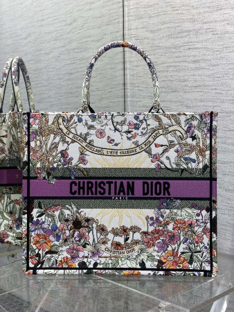 D*0r Book Tote  Ecru Multicolor D*0r 4 Saisons Été Soleil Embroidery 42 x18 x35cm
