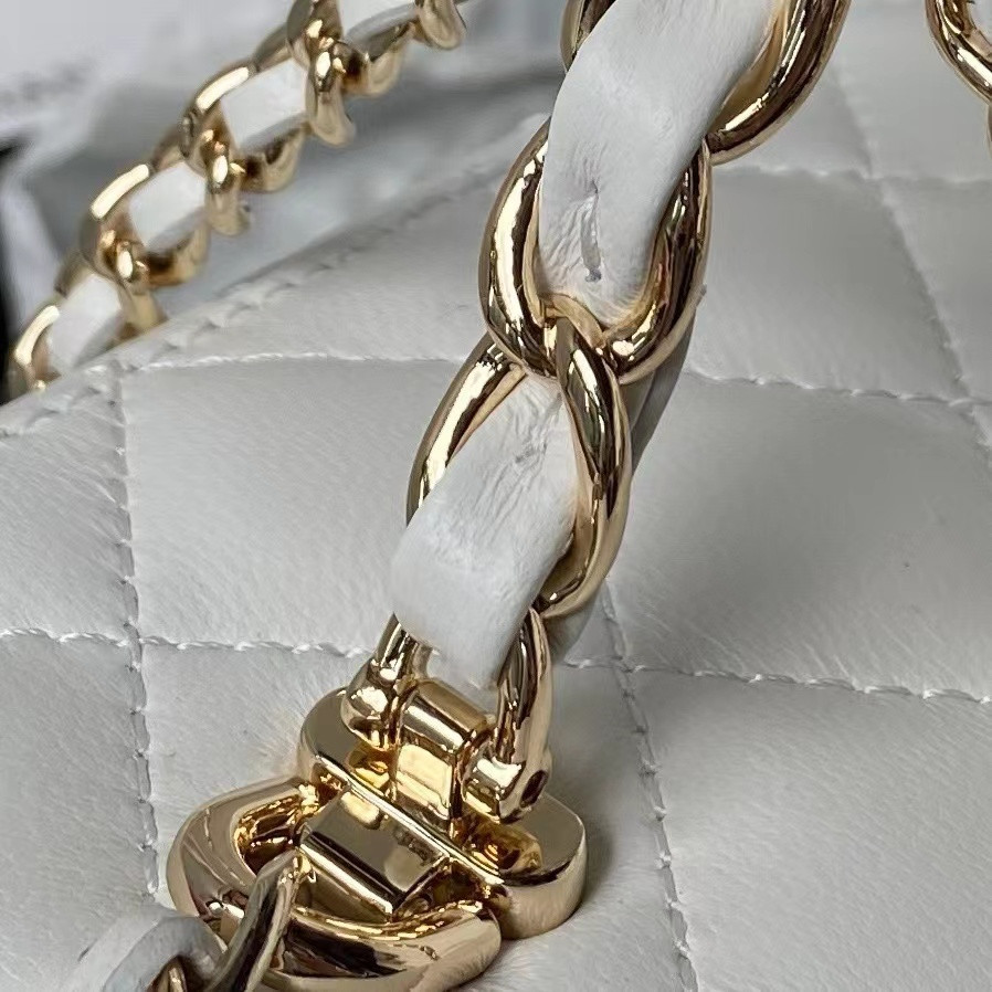 Ch*el gold chain with makeup mirror lamb leather square box shoulder bag women