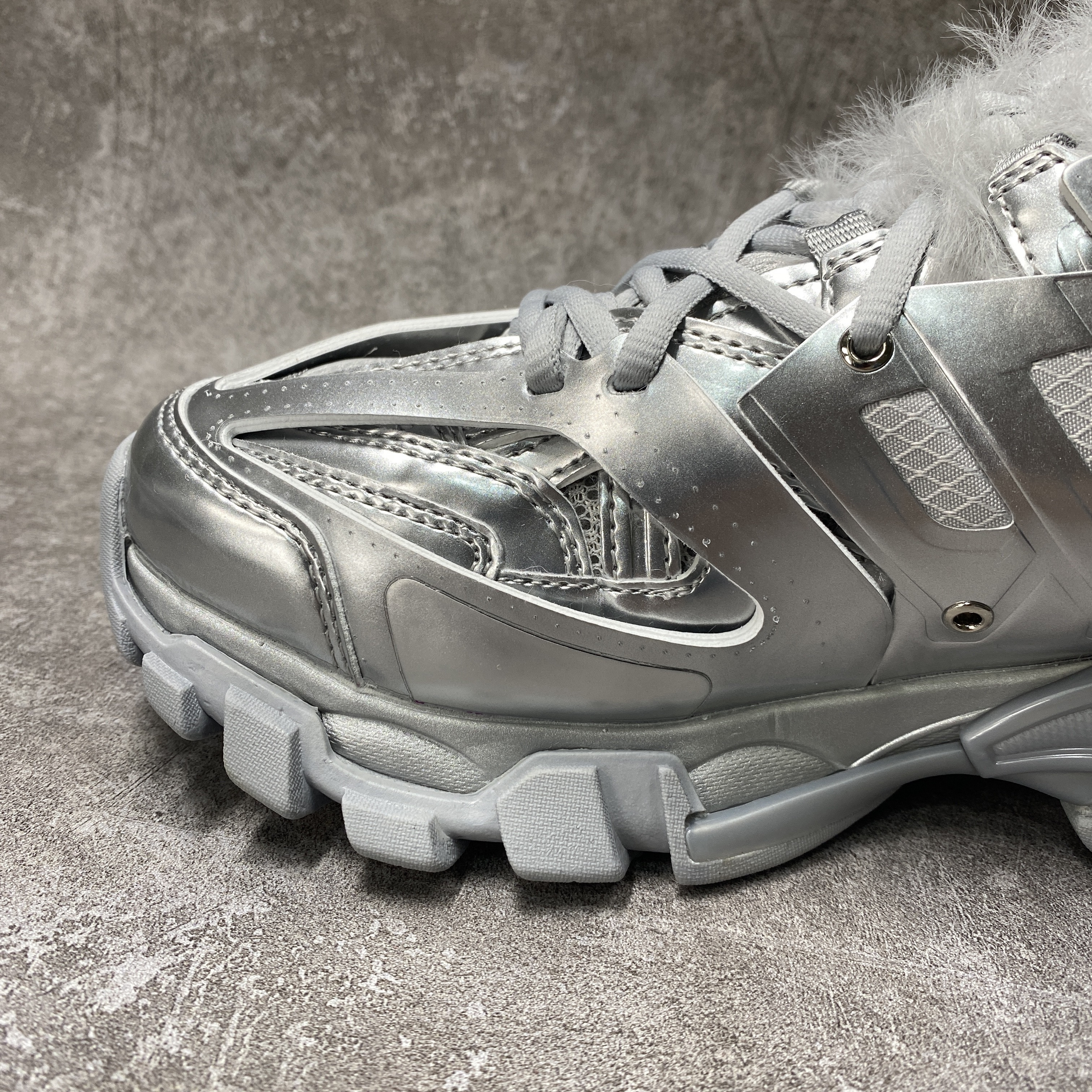 Balenciga Track Sneaker Silver Fur