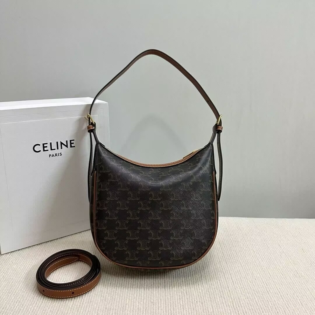 Ce**e SMALL HELOÏSE BAG IN TRIOMPHE CANVAS AND CALFSKIN 19x22x5cm