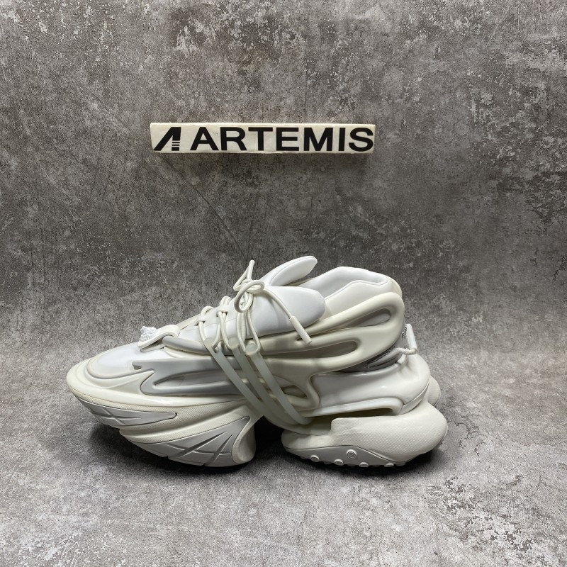 Balmain Neoprene and calfskin Unicorn low-top sneakers