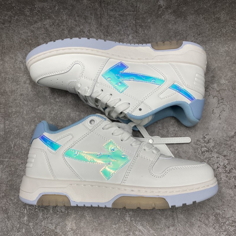 OFF-WHITE Out Of Office OOO Low Tops White Iridescent Blue
