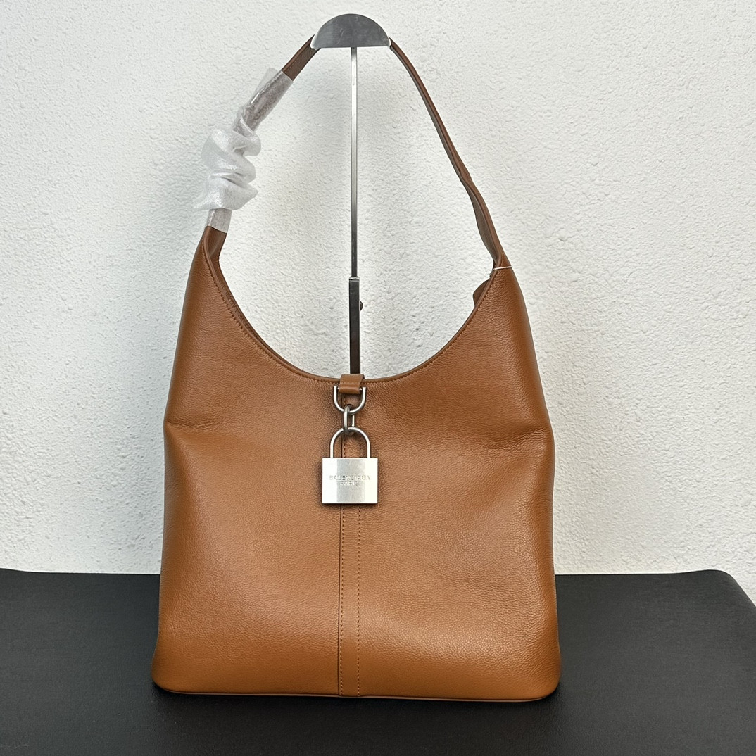 ba*len*cia*ga women's locker medium N0*H-south hobo bag in brown l13,8 x h24,4 x w3,9 inch