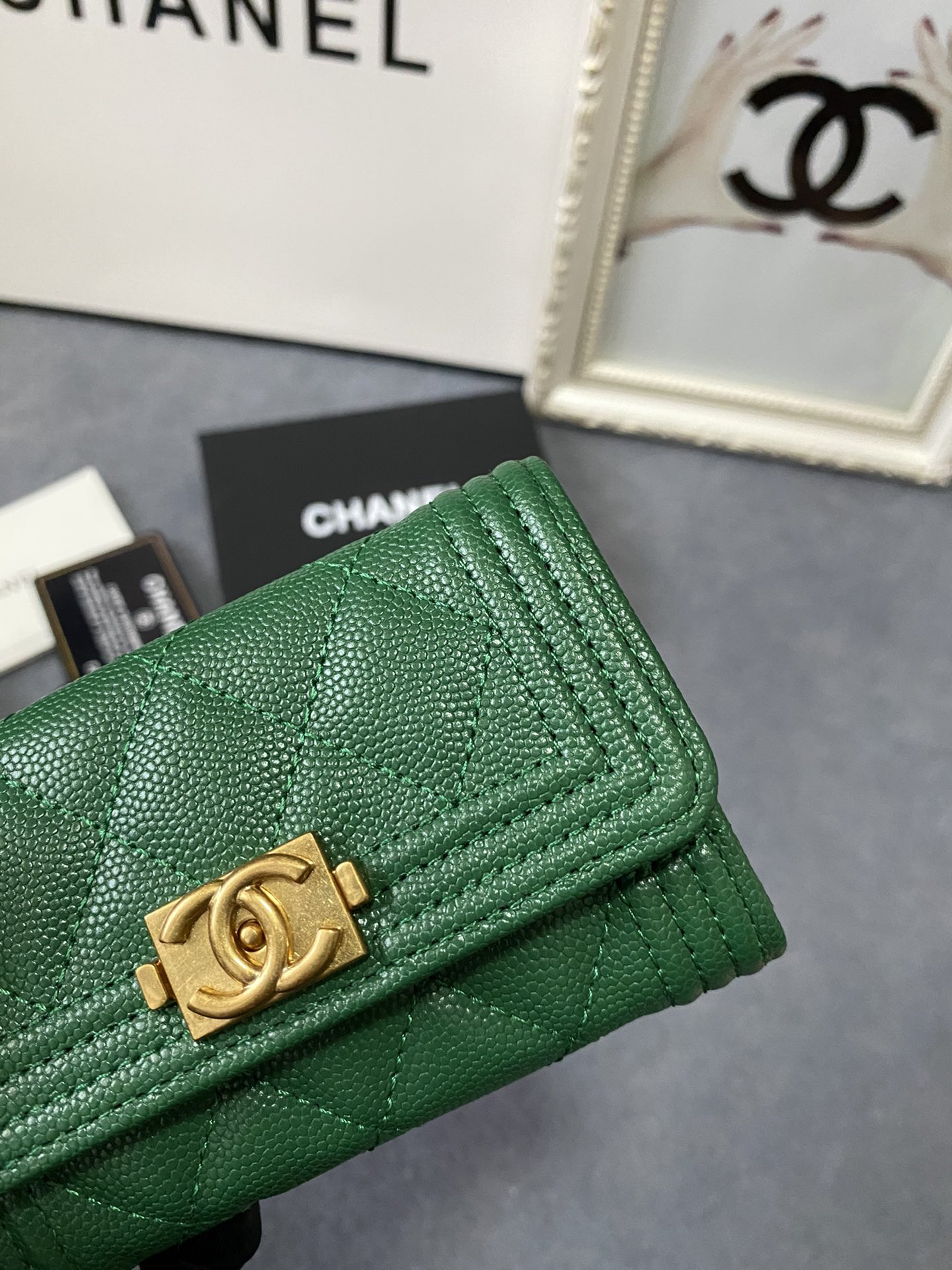 Ch*el flap wallet 12-7cm