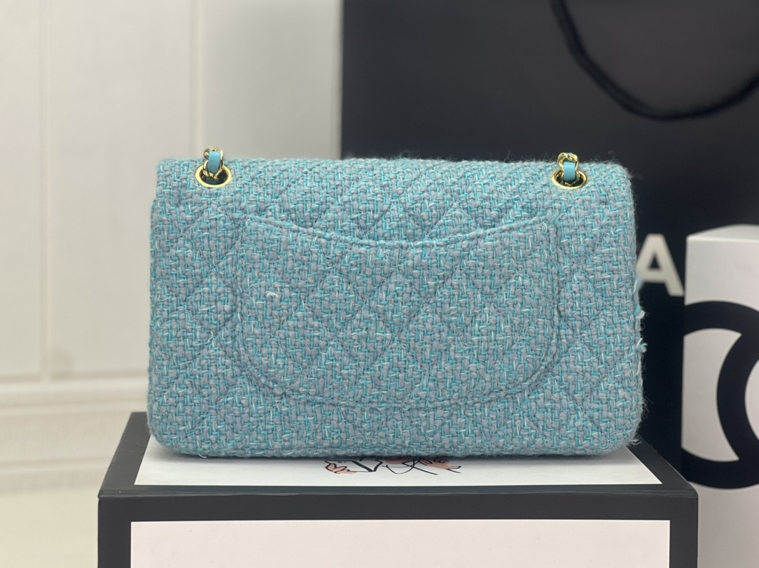 Ch*el CLASSIC 11.12 HANDBAG  Tweed & Gold-Tone Metal 6 × 9.9 × 2.5 in