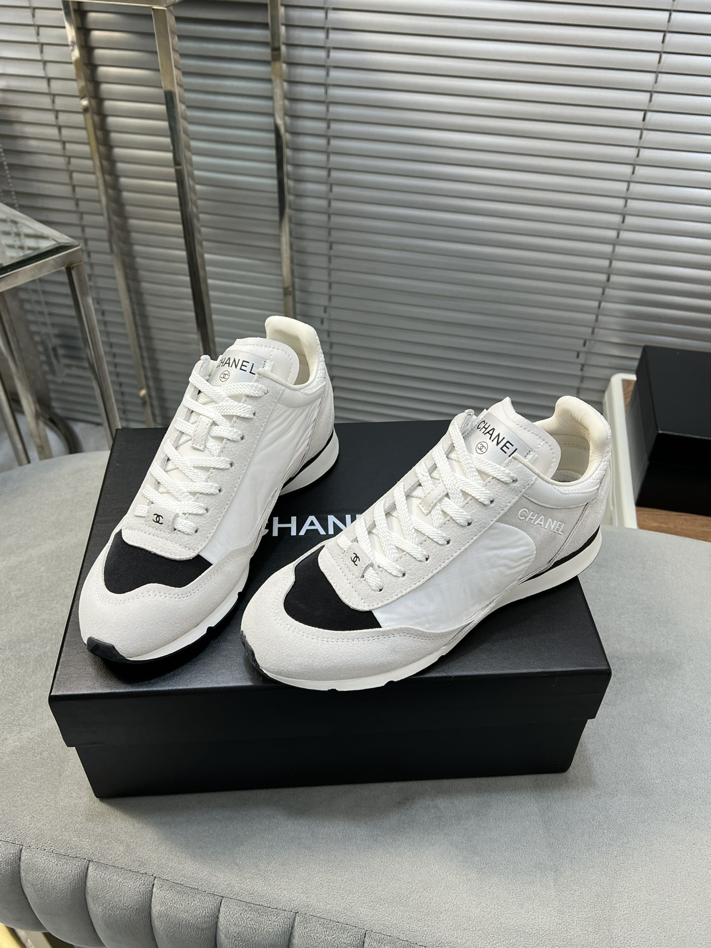 ua Ch*el sneakers fabric, suede kidskin & suede calfskin