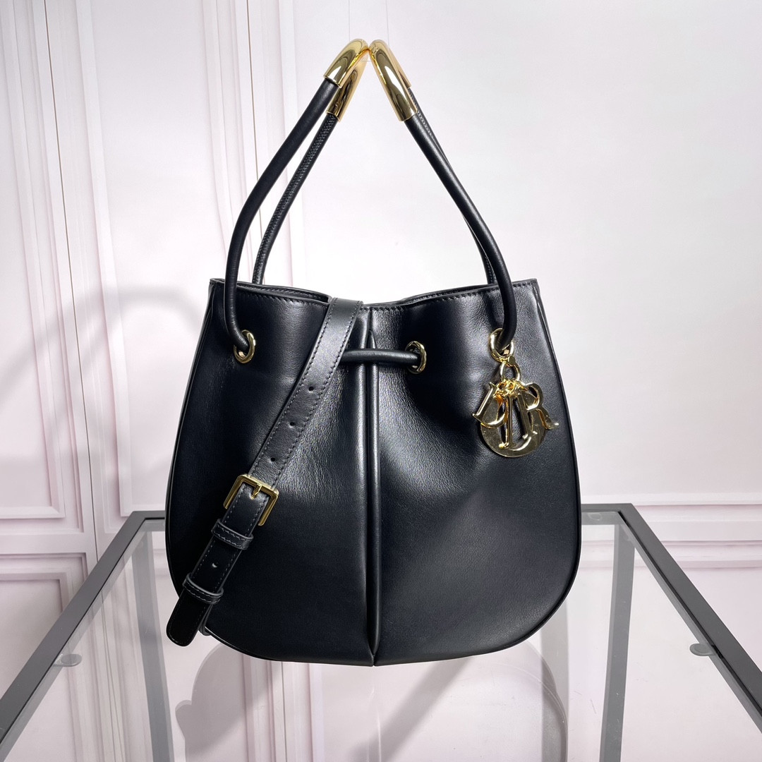 Medium D*0r Nolita Bag  Black Calfskin 11 x 10 x 2 inches