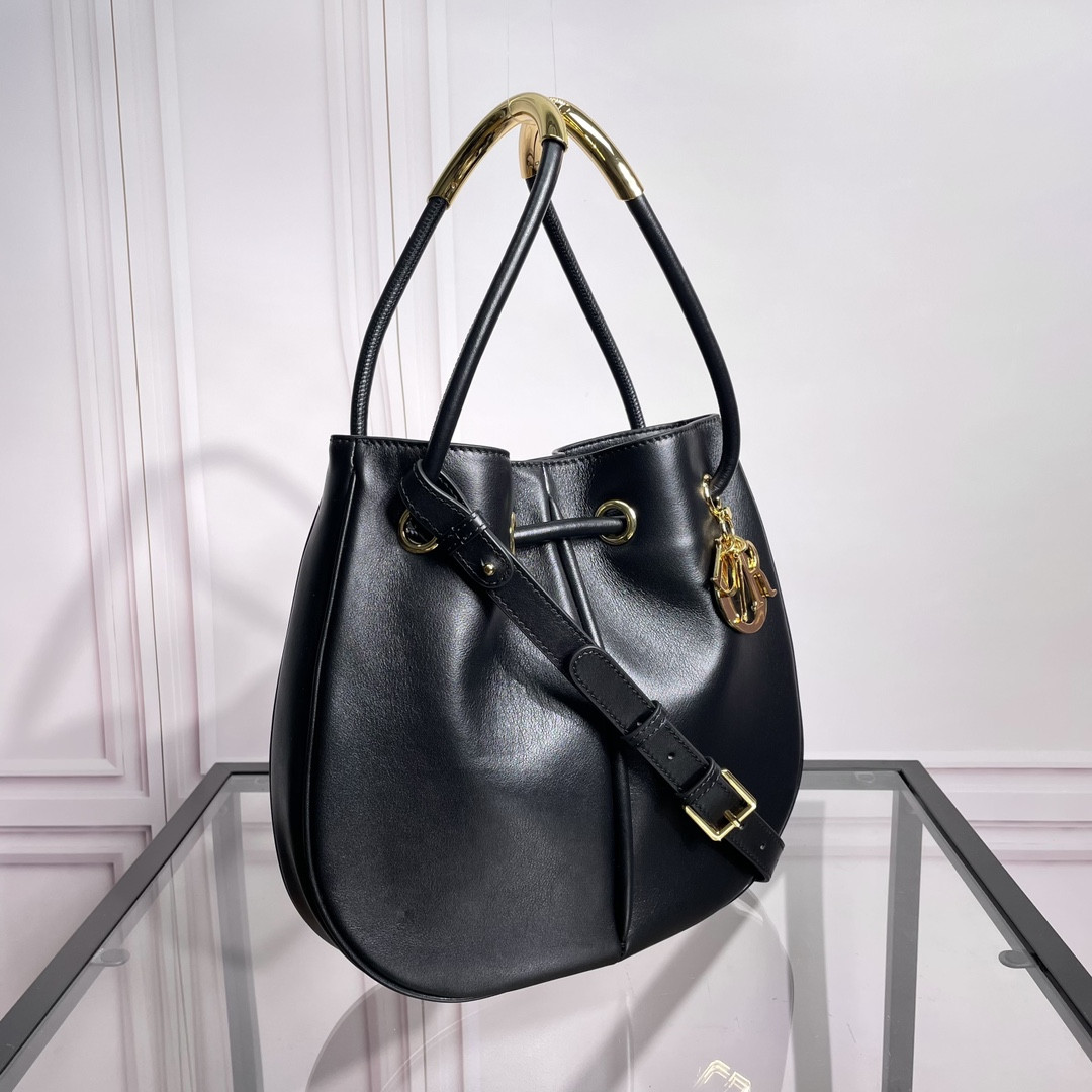 Medium D*0r Nolita Bag  Black Calfskin 11 x 10 x 2 inches