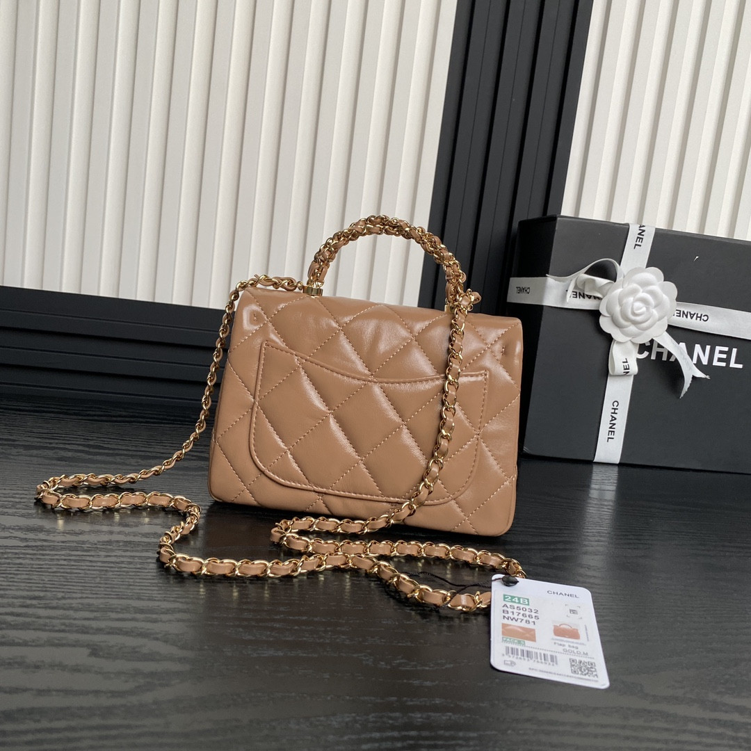 Ch*el mini flap bag with top handle 14×19×8.5cm