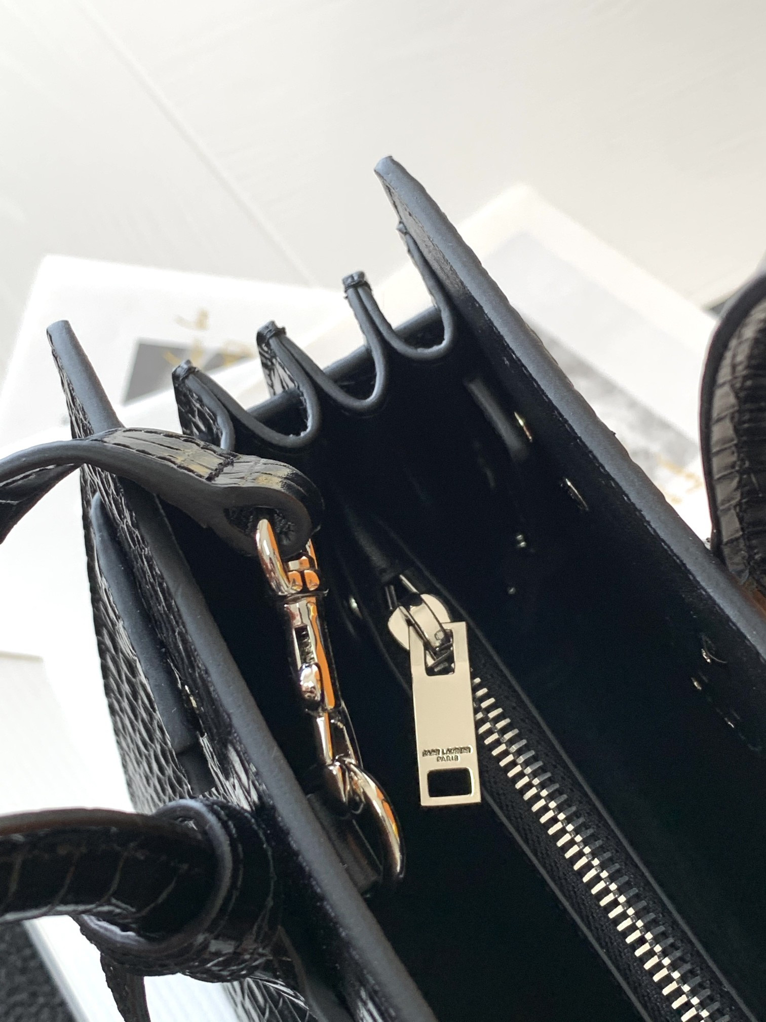 Y*L SAC DE JOUR IN EMBOSSED CROCODILE LEATHER - baby 26x13.5x12.5cm