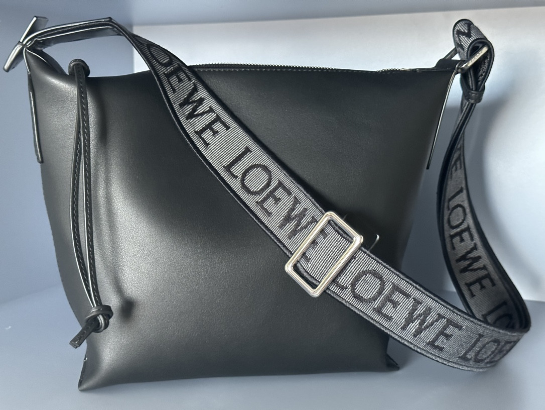 L0ew* Small Cubi crossbody bag in S*pple smooth calfskin and jacquard 29.5x10.5x22cm